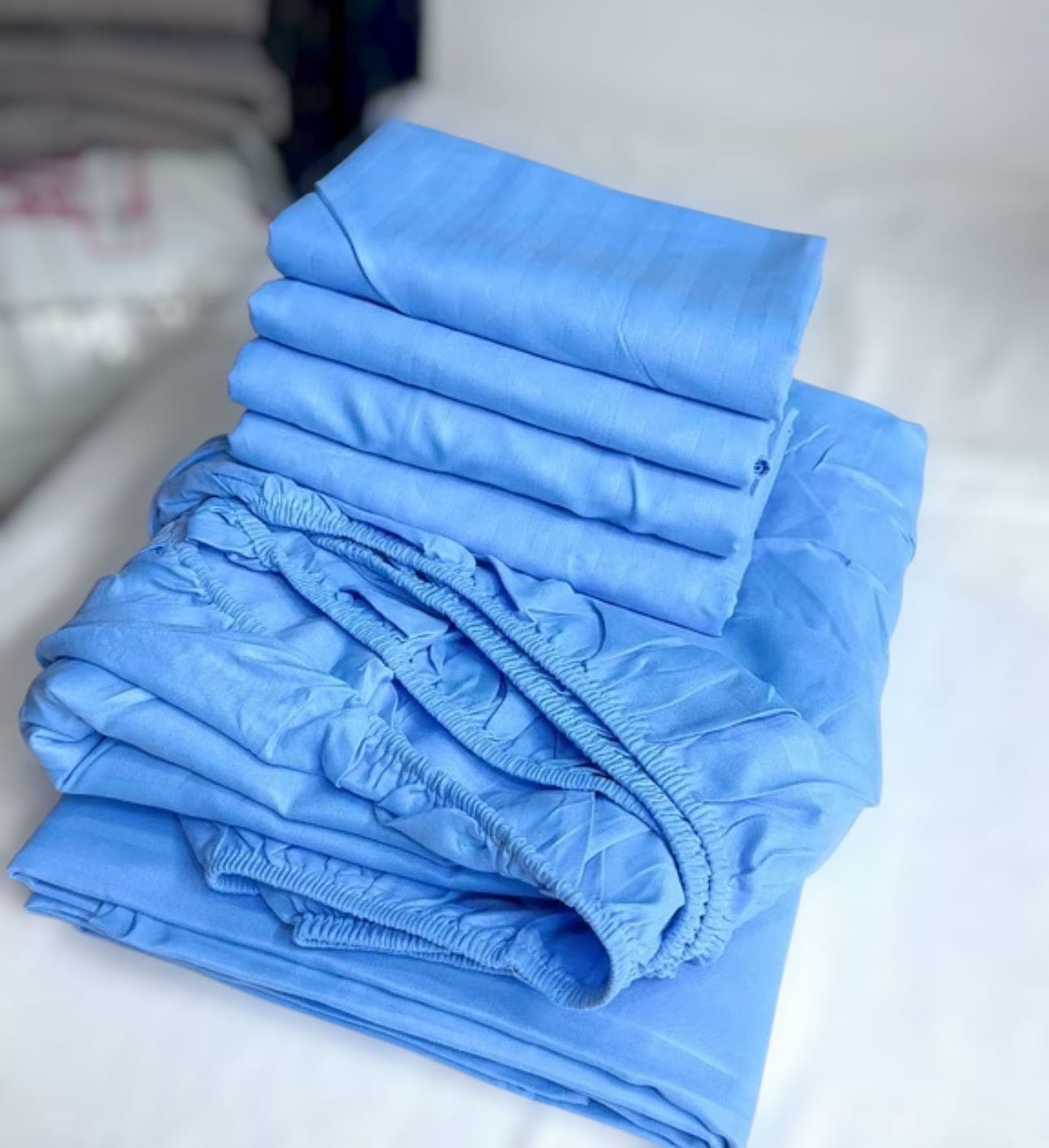 Plain Satin Stripe Bedsheet Set